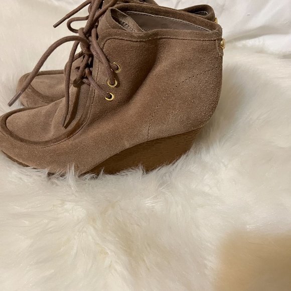 Michael Kors Tan Suede Rory Wedge Bootie, Size 7 - Picture 3 of 14